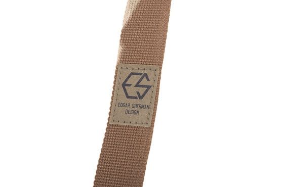 Edgar Sherman Design ESD Sling in Desert Tiger Stripe has a fade resistant logo on the tag.